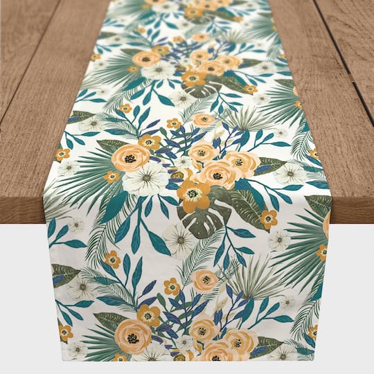 72" Tropical Floral Cotton Twill Runner